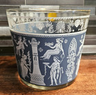 Vintage Mcm Ice Bucket Wedgwood Blue   White Roman Gods Hellenic Jeannette Glass