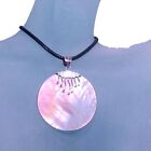 1 5  Round White Mother Of Pearl Shell Handmade Pendant Sterling Silver Necklace