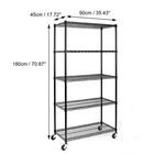 5-tier Rolling Shelving Unit - Heavy Duty  Adjustable  70 9   Tall  Steel  Black