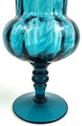 Blue     Empoli Swirl Apothecary Jar W  Circus Tent Lid Mcm Ribbed Genie Bottle