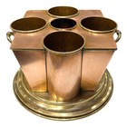 Vintage Wine Cooler Brass   Copper Metal Art Deco Style Champagne Caddy Decor