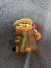 Vintage 1981 Garfield The Cat Pvc Figure Brown Coat Hat Go Flag Hong Kong