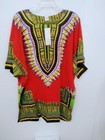 African Dashiki Cotton Wax Print Multicolored Top One Size Fit Most Tangerine
