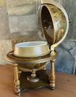 Olde World Globe Ice Bucket On Wood Stand 14  Bar Globe Vintage Mcm Barware 