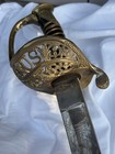 Vintage U s  Cavalry Style Sword Steel Curved Blade Brass Guard Leather Handle