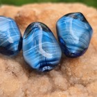 Rare Vintage German Glass Beads 15mm Blue Porphyr Salvaged 1950 s Necklace 4pc