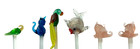 Vintage Blown Glass Swizzle Sticks Animal Cocktail Stirrers Mid Century Lot Of 6