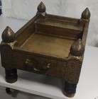Vintage Brass   Wood Side Table     Zanzibar   Swahili Style      Collectible 