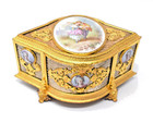 Antique French Serves Louis Xvi Style With Porcelain Plaques Jewelry Casket Box