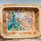 7 0  Old Antique Song Dynasty Ru Porcelain Gilt Famille Rose Square Brush Wash