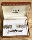 Vintage Swank Tie Clip Bar   Cuff Links Set Silver Tone W  Original Box