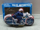 Vintage Tin Friction Police Motorcycle Toy Made In Japan With Box