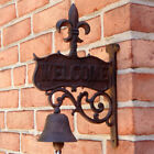 Rustic Cast Iron Art Fleur De Lis Old Welcome Dinner Bell Antique Wall Decor