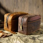Retro Genuine Leather Pencil Case Large Capacity Zipper Pen Stationery Pouch Bag