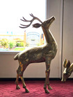 Vintage Huge Solid Brass Deer Pair 23    Mcm Made Reindeer Holiday Decor
