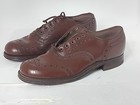 Rare Vintage 1940s Brown Leather Wingtip Brogues Made In Usa Size