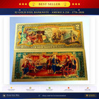 Usa  250th Anniversary  2 Banknote 24k Gold Plated Foil Rep  Collection Bill