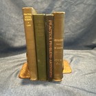 Lot Of 4 Antique Books With Ship Bookends Dark Academia Decor
