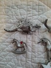 Vintage Pewter  Figurine Lot Of 10 Fantasy Wizard Crystal Unicorn Dragon C1980