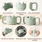 Baby Bottle Holder 4 Pack Silicone Handles Bunny Removable Easy Grip Bpa Free