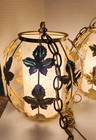 3 Mid Century 1950 s Metal Gold Maple Leaf Retro Vtg Swag Lamp Pendant Mcm