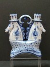 Vintage Russian Gzhel  Cobalt Blue White Double Horse Head Candle Holder Signed 