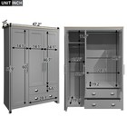 Vinsetto 3 Door Storage Wardrobe With Cabinets  Gray