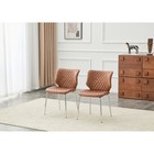 Dining Chairs Set Of 2  Brown Oil Waxed Leather Dining Chairs With Electroplated
