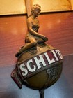 Vintage Original 1971 Schlitz Woman On Globe Wall Sconce Approx  Seedesc