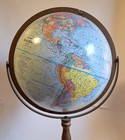 Replogle 32  Tall Mid Century Modern World Nation Series Floor Stand 12  Globe