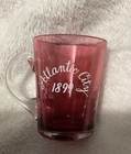 Vintage 1899 Atlantic City Nj Mary Gregory Souvenir Cranberry Shot Glass Cup