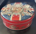 Antique King George Vi   Queen Elizabeth Coronation Collectible Biscuit Tin