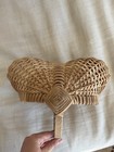 Buttocks Egg Gathering Basket Lg Vtg Country Farm Primitive Wood Hand Woven
