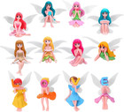 12 Pcs Miniature Fairy Figurines  Hand-painted Small Flower Fairies With Wings F