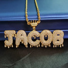 Custom Name Bubble Letters Pendant Necklace Zirconia Jewelry Crown Women Men