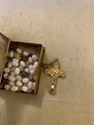 Ricardo Di Roma Case W  Mother Of Pearl Prayer Rosary  Silver Plate Box