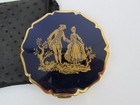 Vintage Stratton Unused Compact Cobalt Blue Enamel W  Gold Courting Couple