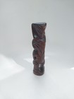 Vintage Maori Tiki Teko Statue Hand Carved Wood Figure Rotorua Nz Paua Shell
