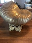 Vtg Hollywood Regency Brass Nautilus Shell Planter Display Piece planter