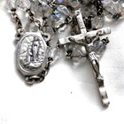 Vintage Silver Lourdes Aurora Borealis Faceted Ab Crystal Beads Rosary 22 5 