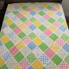 Vintage 70s Sears Country Patch King Sheet Set Fitted   Flat Perma Prest Bed