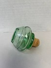 Green Blown Glass Wine Bottle Stopper Cork Base Ribbed Decorative