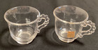 Vintage 3 Inch Clear Glass Tea Cup Coffee Mug Decorative Handle Set Lot 2