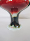 Short Heavy Vintage Red Black   White Ceramic Vase