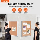 Vevor 36 x24  Enclosed Cork Board With Aluminum Frame Lockable Bulletin Board