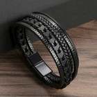 1pc Men   s Bracelet Multilayer Vintage Leather Rope Alloy Magnetic Buckle Bangle