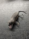 Vintage Heddon Meadow Mouse Fishing Lure Flocked Faded Black White Plastic 