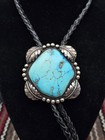 Gem Quality Native American Turquoise Bolo Tie Signed Robert Begay