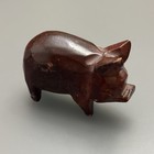 Vintage Hand Carved Wooden Pig Miniature Sculpture Art Figurine Farm Animal