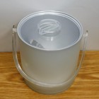 Vintage Mcm Frosted Ice Bucket Clear Lucite Lid Handle And Tongs Aluminum Liner